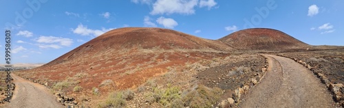 Panoramic view of the volcanic landscape of Fuerteventura, Canary Islands, Spain