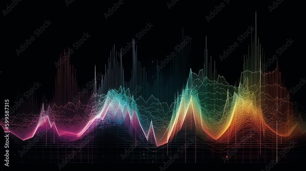 Fantasy sound wave in 80 th style illustration. AI generated. Fantasy sound wave in 80 th style illustration. AI generated.
