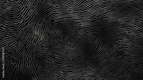 Fingerprint fragment black color background. AI generated.