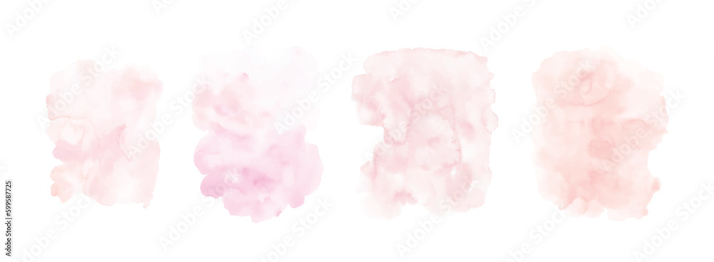 Set of pink watercolor texture hand-painted