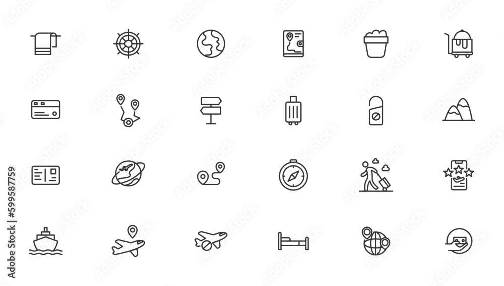 Travel icons set. Tourism simple icon collection Travel icons set. Tourism simple icon collection