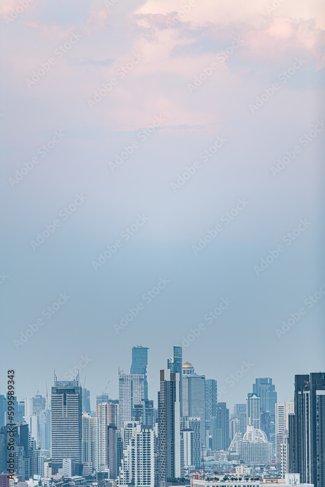 Skyscrapers, architecture and cityscape during daytime on blue sky on gold