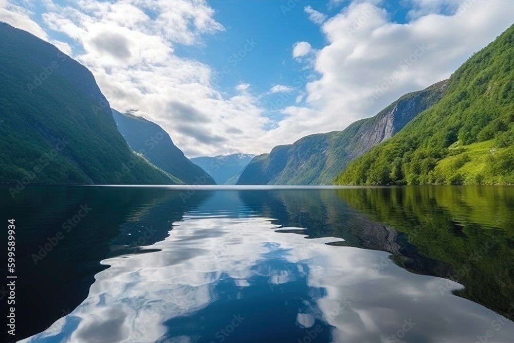 Obraz na plátně beautiful views of the fjords of norway AI