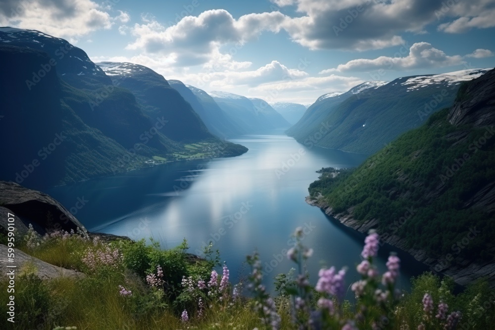 beautiful views of the fjords of norway AI