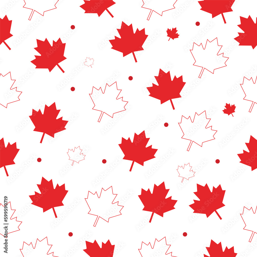 Canada Day pattern. Canadian maple leaves. Vector graphics
