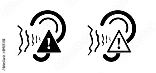 Tinnitus. Ringing in the ears. Vector line pattern. Unbearable ringing in ears. Concept of diseases of hearing organs or neurology problems. Deafness, limited hearing. Ear hearing loss Deaf icon. photo