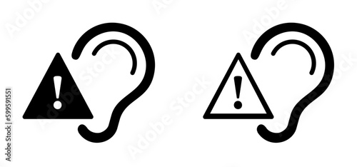 Tinnitus. Ringing in the ears. Vector line pattern. Unbearable ringing in ears. Concept of diseases of hearing organs or neurology problems. Deafness, limited hearing. Ear hearing loss Deaf icon.