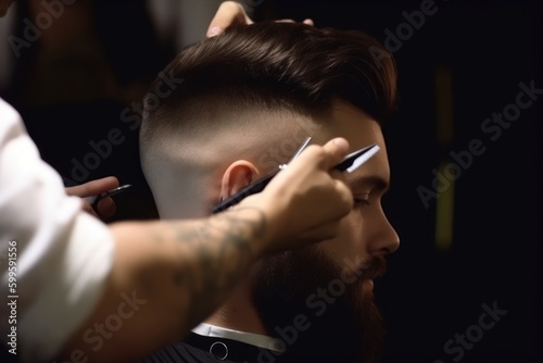 Trendy haircuts for men by professional hairdressers, generative ai