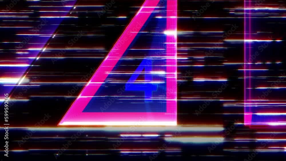 Five seconds Countdown Timer with glitch noise effect animation ...