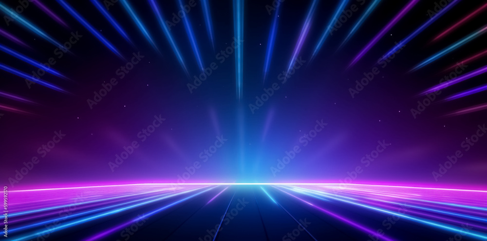 Obraz premium Simple background with neon rays.