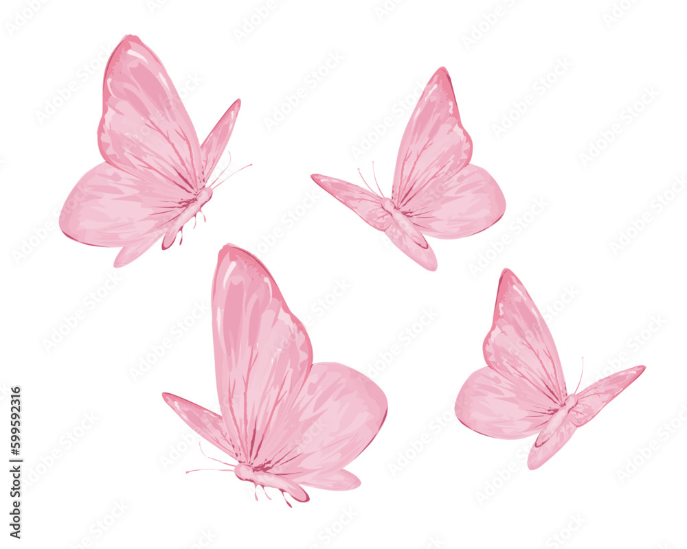 Fototapeta premium set of butterflies isolated on white