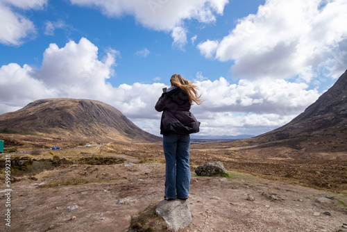 Glencoe viewpoint with beautiiful cloudy sky backdrop