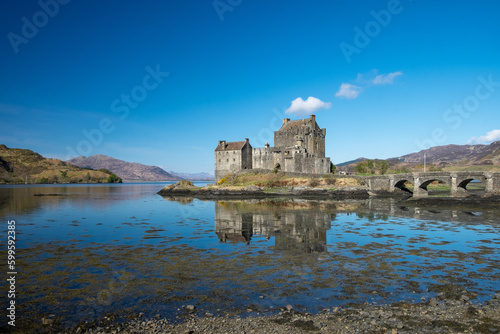 beuatiful view of Eilean Donan castle on a clear spring day