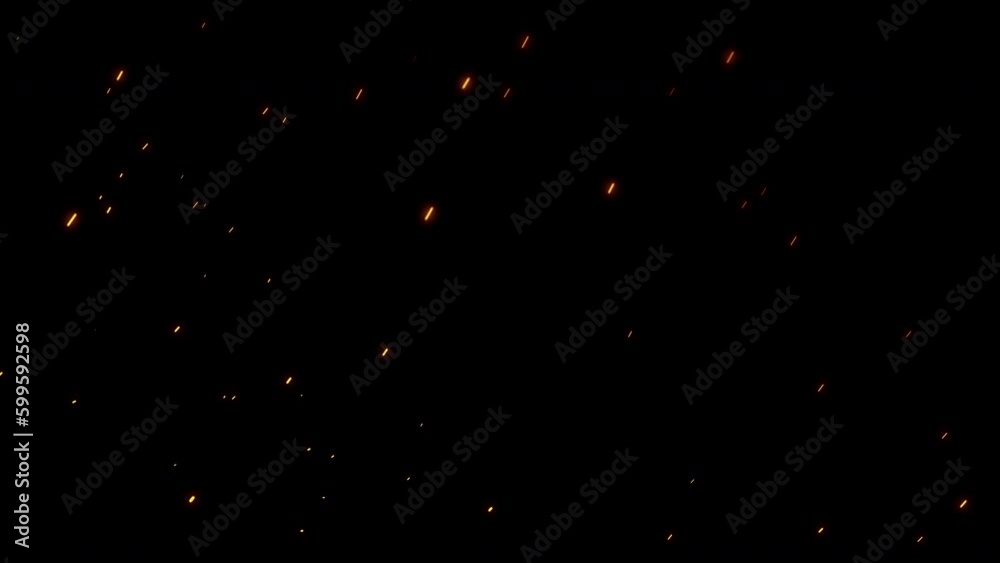 Loop abstract flow up glow orange red fire particles rising up from bottom left to top right on black background for screen project overlay. 4K 3D animation of fiery orange glowing flying bokeh burnin Loop abstract flow up glow orange red fire particles rising up from bottom left to top right on black background for screen project overlay. 4K 3D animation of fiery orange glowing flying bokeh burnin