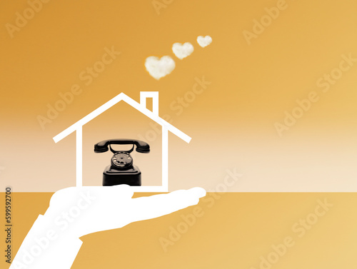 Composing eines Einfamilienhauses mit internet- und Telefonnnetz