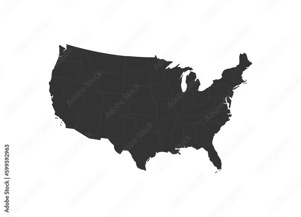 United States map. Detailed map of US states