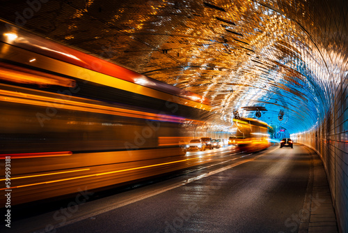 Print op canvas Tunel of city traffic