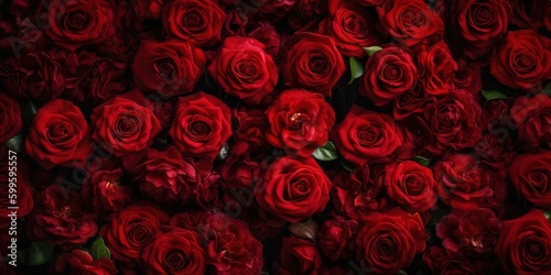 Natural red roses background flowers wall  generative AI