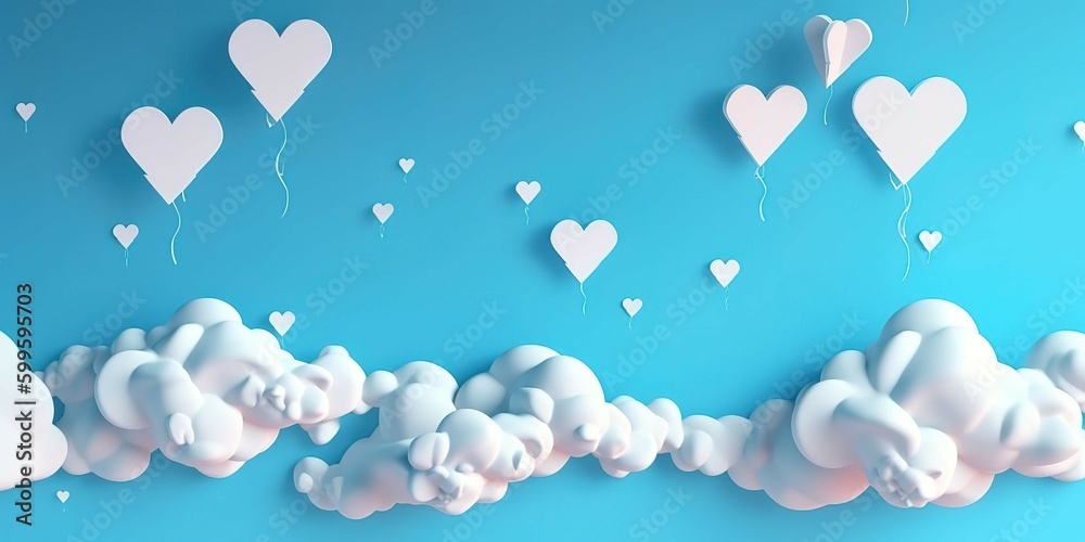 Paper hearts flying , Generative AI