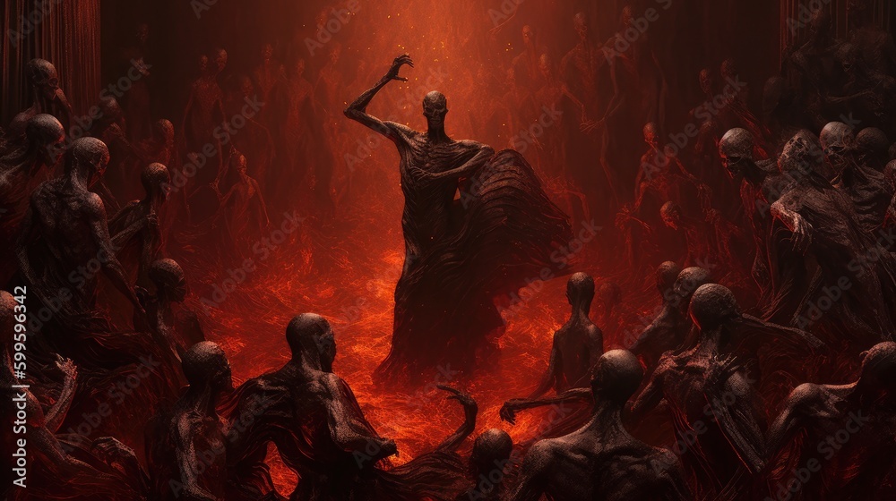 Infernal Revelry - A Dance Macabre Unfolding in the Depths of Hell. Generative AI Infernal Revelry - A Dance Macabre Unfolding in the Depths of Hell. Generative AI
