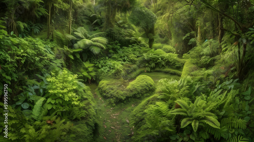 ねじれたジャングルのつると樹蔓：密集した熱帯雨林の詳細なアートワーク No.020 | Twisted Jungle Vines and Lianas: A Detailed Artwork of a Dense and Lush Tropical Rainforest Generative AI