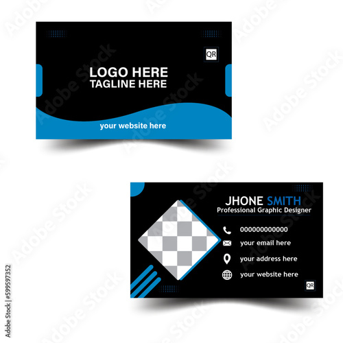 Set of modern business card print templates.
Personal visiting card with company logo.
Vector illustration. Stationery design.
Creative and Clean Business Card Template. 
Elegant luxury clean dark bus