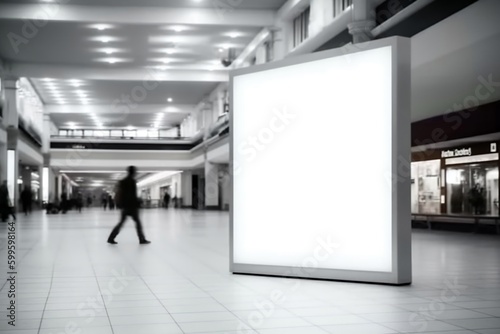Empty blank white mockup signboard with copy space area for public shopping center mall or business center advertisement board