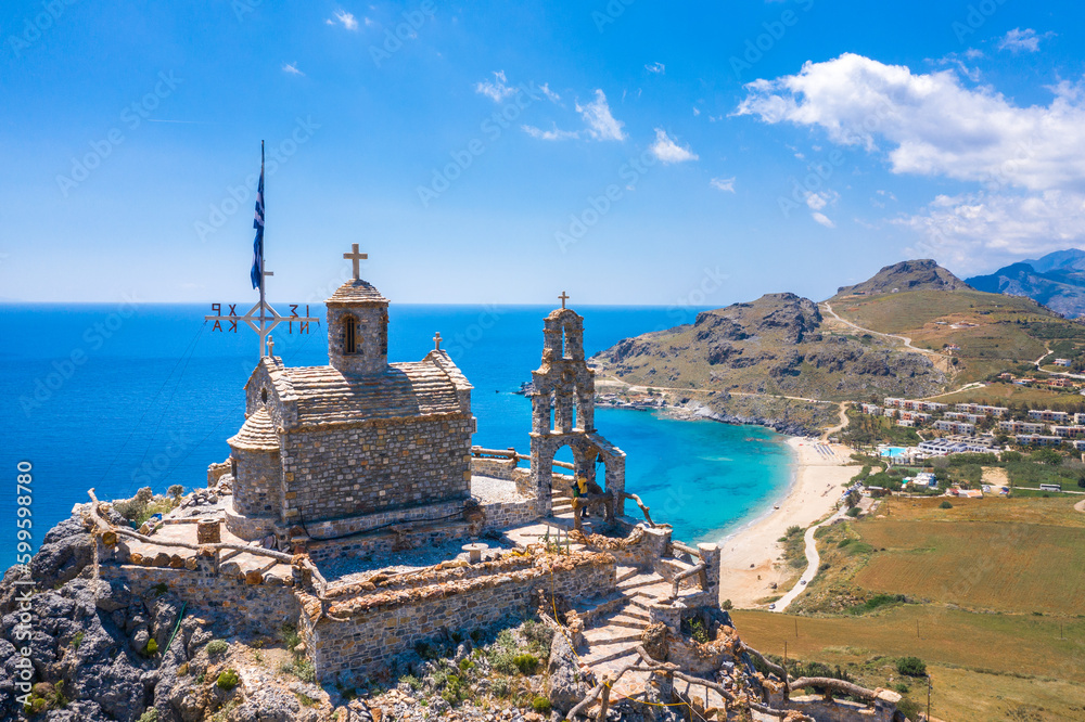 Damnoni beaches in Crete island, Greece near famous resort of Plakias