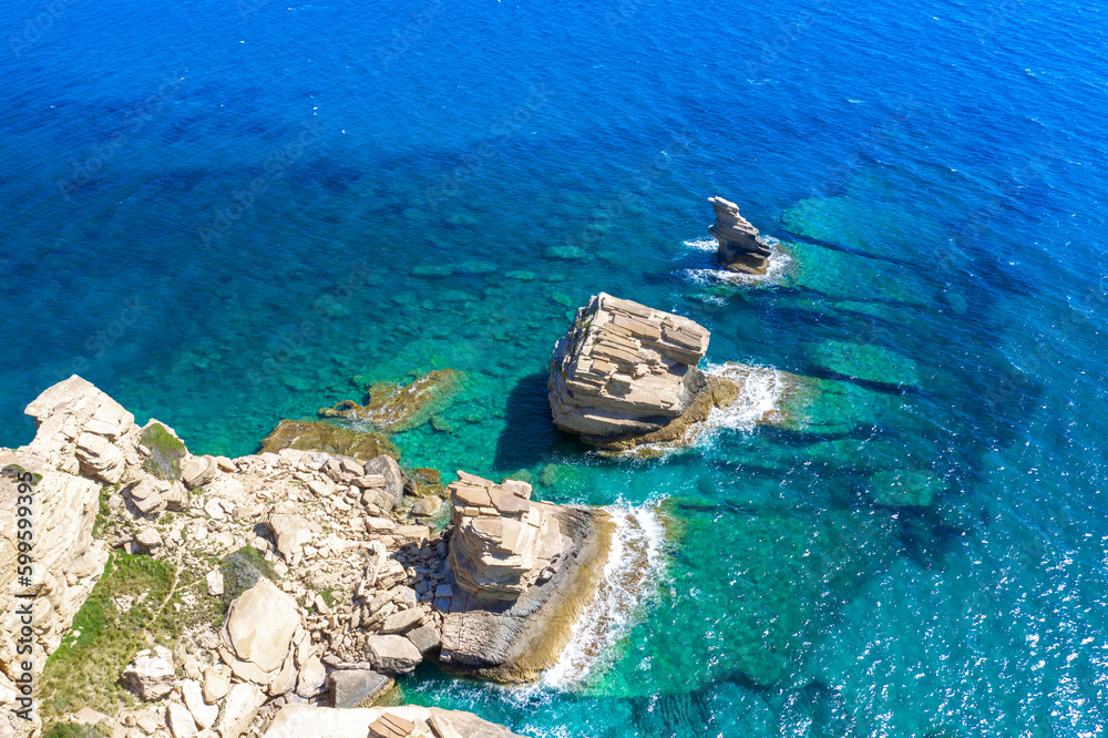 The beach of Triopetra with turquoise sea in Southern Crete, Greece