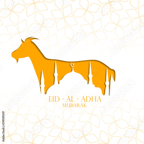 Goat and Mosque vector Eid Al Adha poster photo