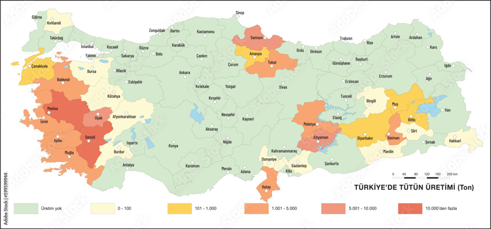 Turkey Tobacco Production Map, Geography Lesson, Agriculture in Turkey, Tobacco, Turkey Map, map, geography, cigarettes