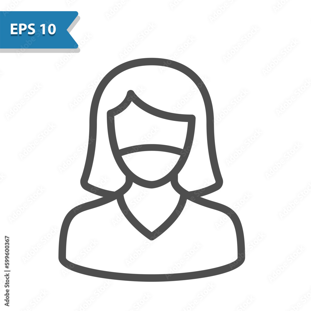Patient Icon. Woman, Face Mask, Pandemic, Covid-19, Coronavirus Patient Icon. Woman, Face Mask, Pandemic, Covid-19, Coronavirus