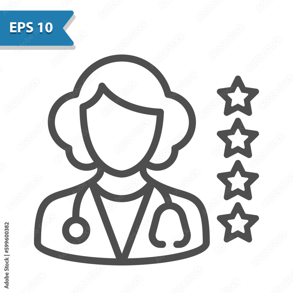 Doctor Rating Icon. Woman Doctor Doctor Rating Icon. Woman Doctor