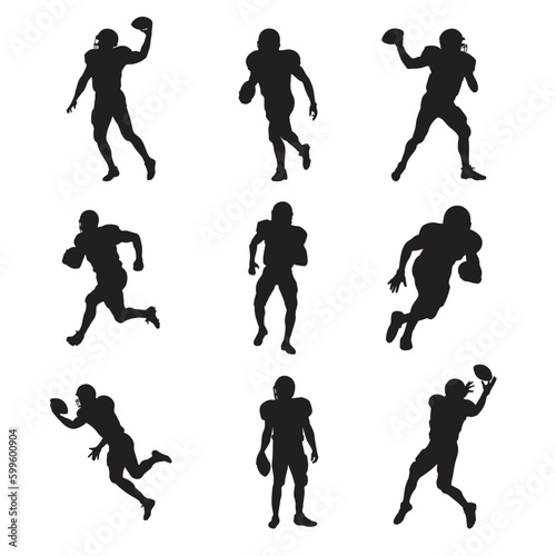silhouettes of football players - American football players - vector illustration