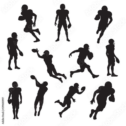 Fotografia, Obraz silhouettes of football players - American football players - vector illustratio