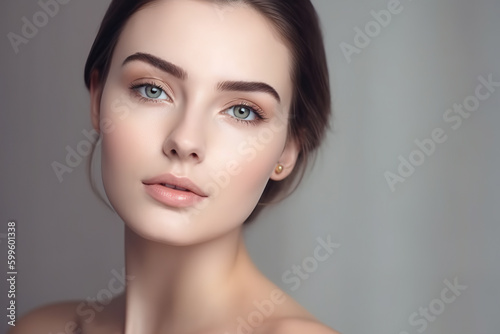 Young woman with perfect skin, Generative AI