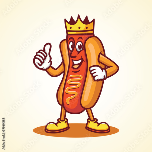 King hotdog logo character template ccartoon character photo