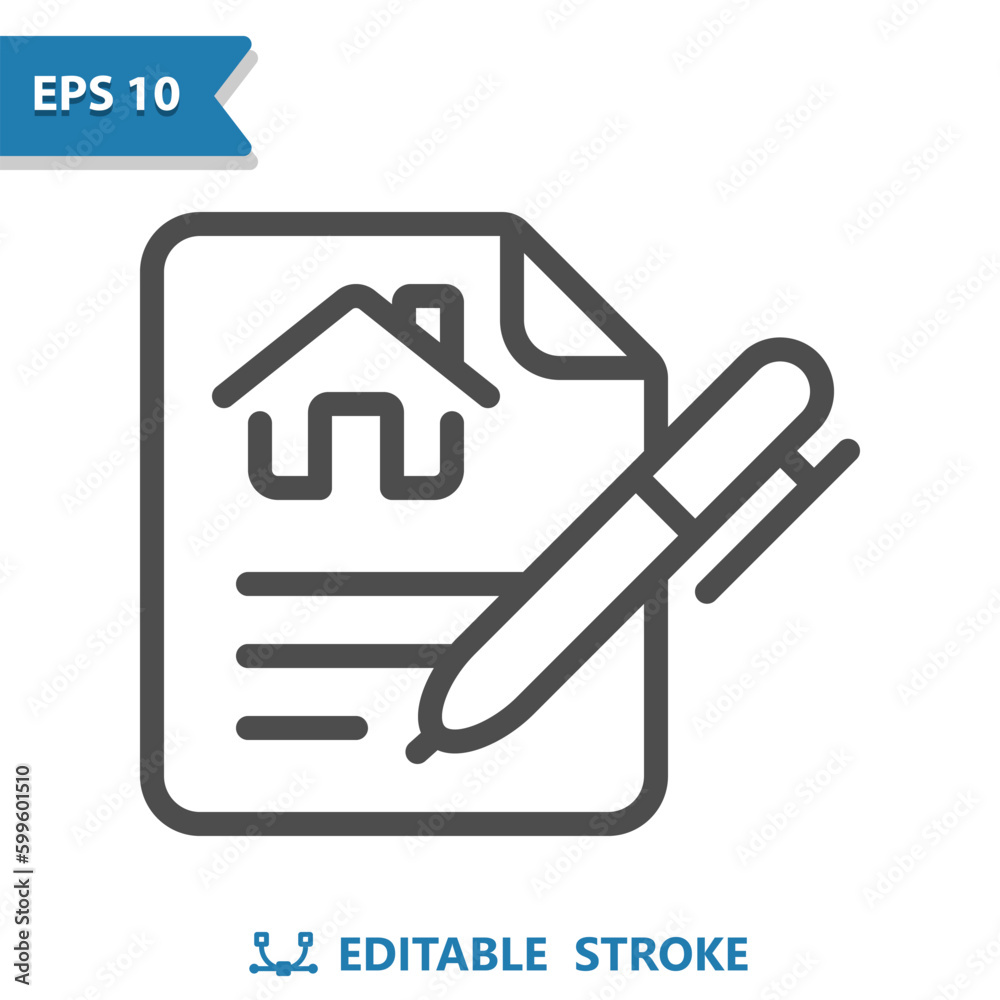 Contract Icon. Mortgage, Lease, Home, House, Document, Pen Contract Icon. Mortgage, Lease, Home, House, Document, Pen