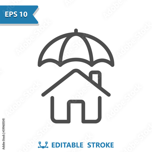 Home Insurance Icon. House, Umbrella