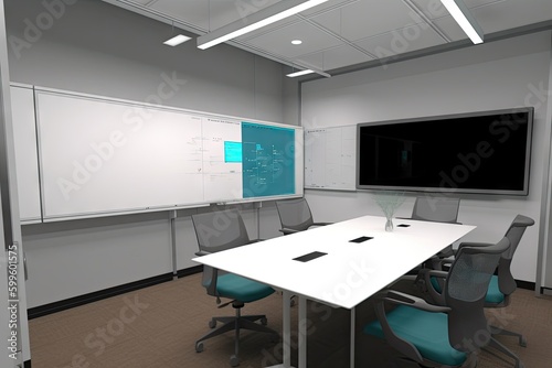 virtual conference room with interactive whiteboard for better flow and understanding, created with generative ai photo