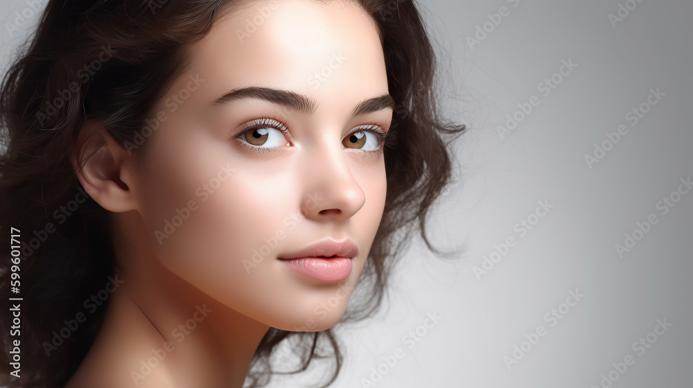 Beautiful brunette with brown eyes, Generative AI Beautiful brunette with brown eyes, Generative AI