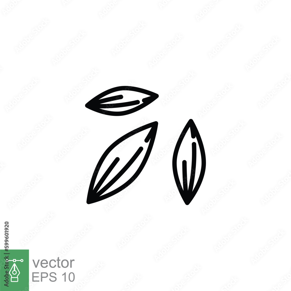 Spice cumin icon. Simple outline style. Caraway, seed, spicy taste, organic, natural concept. Thin line symbol. Vector symbol illustration isolated on white background. EPS 10. Spice cumin icon. Simple outline style. Caraway, seed, spicy taste, organic, natural concept. Thin line symbol. Vector symbol illustration isolated on white background. EPS 10.