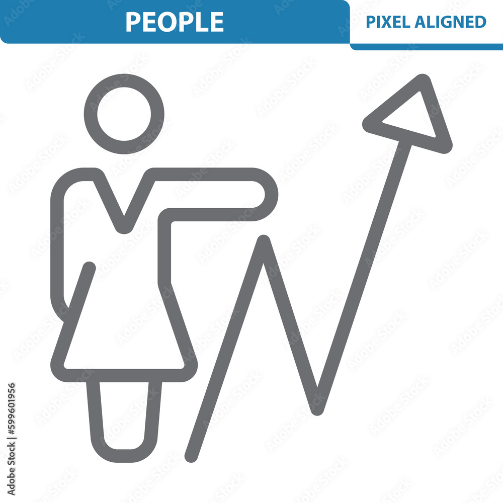 People Icon. Woman, Businesswoman, Graph, Chart, Stats, Analytics, Investment People Icon. Woman, Businesswoman, Graph, Chart, Stats, Analytics, Investment