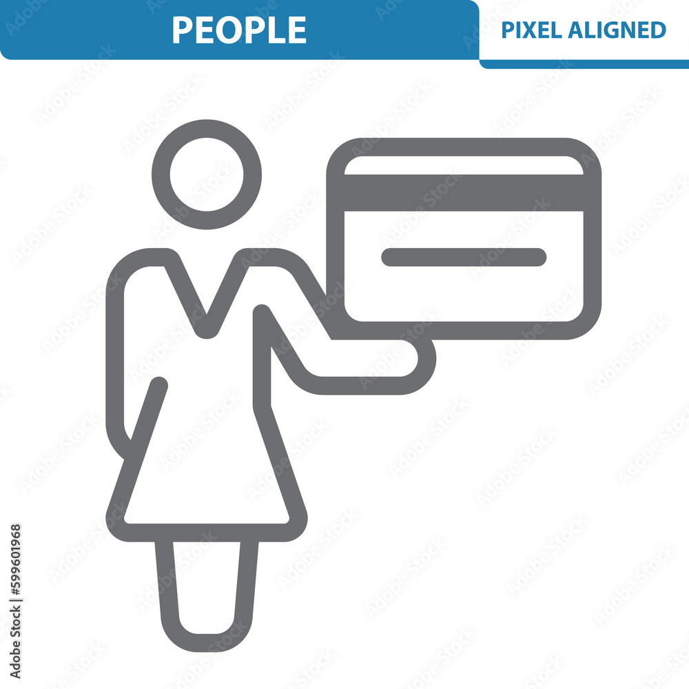 People Icon. Woman, Credit Card, Debit Card, Shopping, Buying, Paying