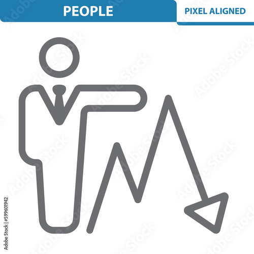 People Icon. Man, Businessman, Graph, Chart, Stats, Analytics, Investment