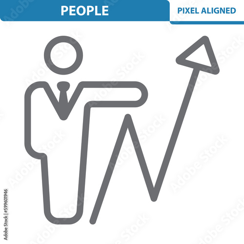 People Icon. Man, Businessman, Graph, Chart, Stats, Analytics, Investment