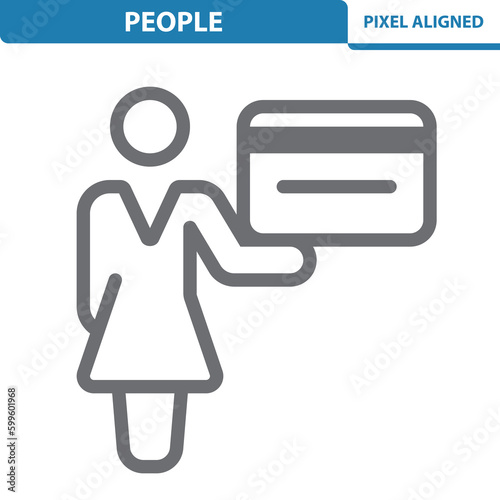 People Icon. Woman, Credit Card, Debit Card, Shopping, Buying, Paying