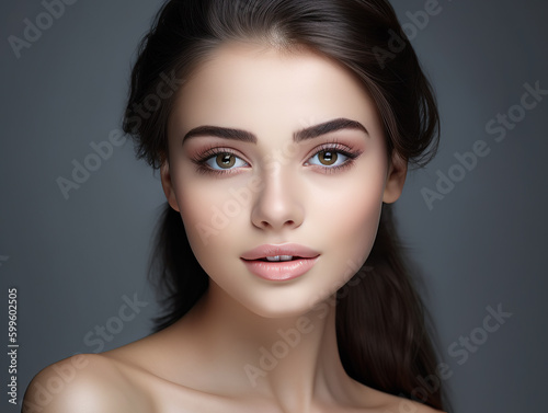 Female model with dark hair, Generative AI