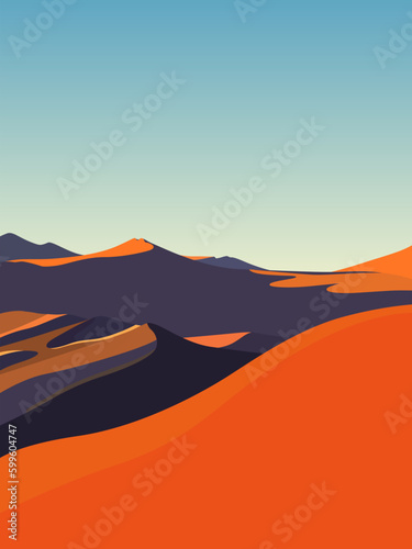 Vector landscape with orange desert