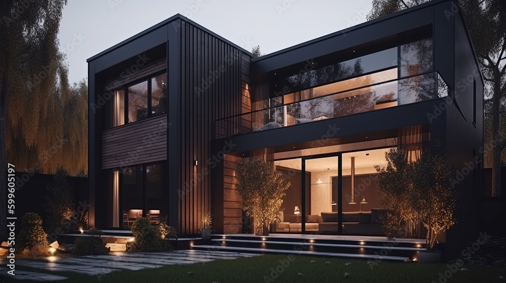 Modern and Luxurious Mansion. Stylish House Building - Generative Ai Modern and Luxurious Mansion. Stylish House Building - Generative Ai